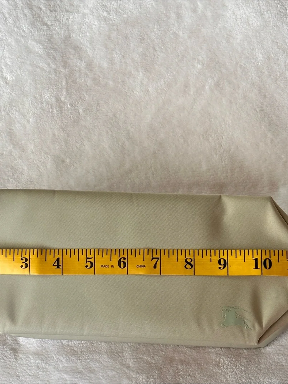 Beige Cosmetic Bag Wristlet Travel Makeup Pouch Zip Closure Minimalist